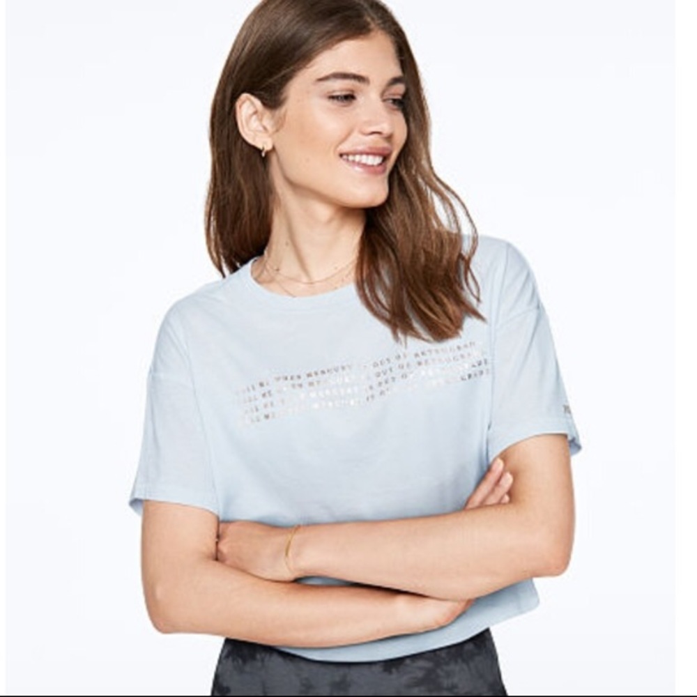 VS PINK Call Me When Mercury is Out of Retrograde Cropped Short Sleeve Tee